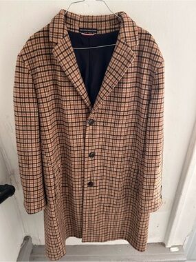 Tommy Hilfiger Men’s Plaid Wool Long Coat